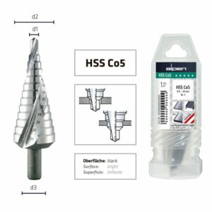 BROCA ESCALONADA ACERO INOX 6-30 MM HSS CO5 (TOMA 10MM) ALPEN