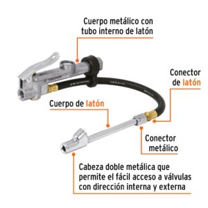 INFLADOR CALIBRADOR DE CABEZA DOBLE, PROFESIONAL,1/4 NPT